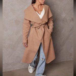 05 Made in Italy Belted Shawl Coat With Side Pockets